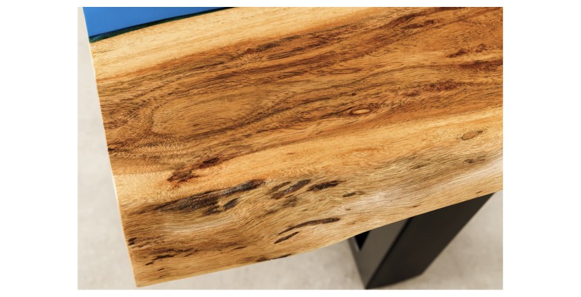 Zoom sur la partie en bois de la table basse LAGUNA 110cm