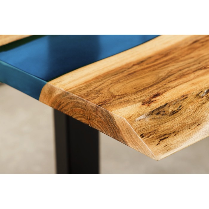 Zoom sur la tranche du plateau de la table basse LAGUNA 110cm