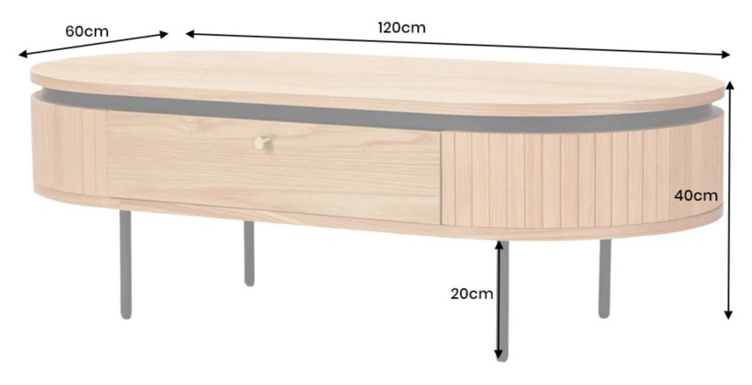 Table basse SOREN 120cm dimensions