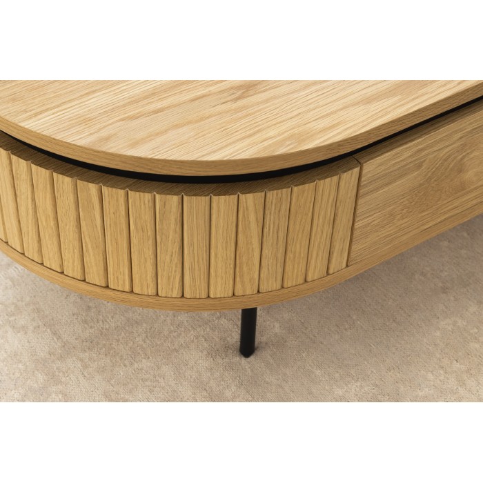 Zoom sur l'arrondi de la table basse SOREN 120cm