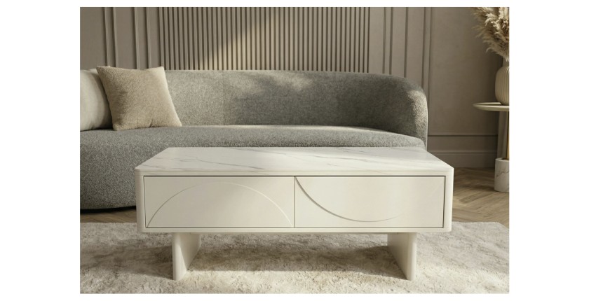 Table basse MIYA blanche vue de face