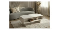 Table basse MIYA blanche avec vue sur la niche visible