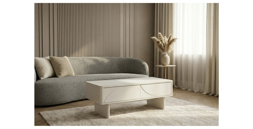 Table basse MIYA blanche mise en situation