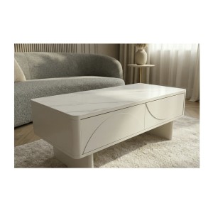 Table basse MIYA blanche vue de haut