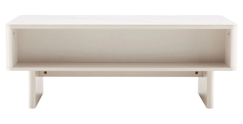 Table basse MIYA blanche vue sur la niche visible
