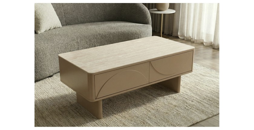 Table basse MIYA cachemire vue de haut