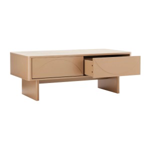 Table basse MIYA cachemire avec tiroir ouvert