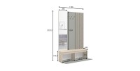 Flurmöbel mit Garderobenständer und Spiegel 120 cm - helles Eichenholz und anthrazitgrau - Kollektion NEMO