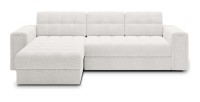 Canapé d’angle convertible KAPITARA blanc réversible avec coffre de rangement 