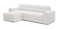 Canapé d’angle convertible KAPITARA blanc réversible avec coffre de rangement 