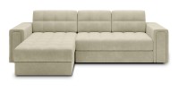 Canapé d’angle convertible KAPITARA beige réversible avec coffre de rangement 