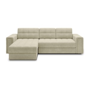 Canapé d’angle convertible KAPITARA beige réversible avec coffre de rangement 
