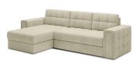 Canapé d’angle convertible KAPITARA beige réversible avec coffre de rangement 