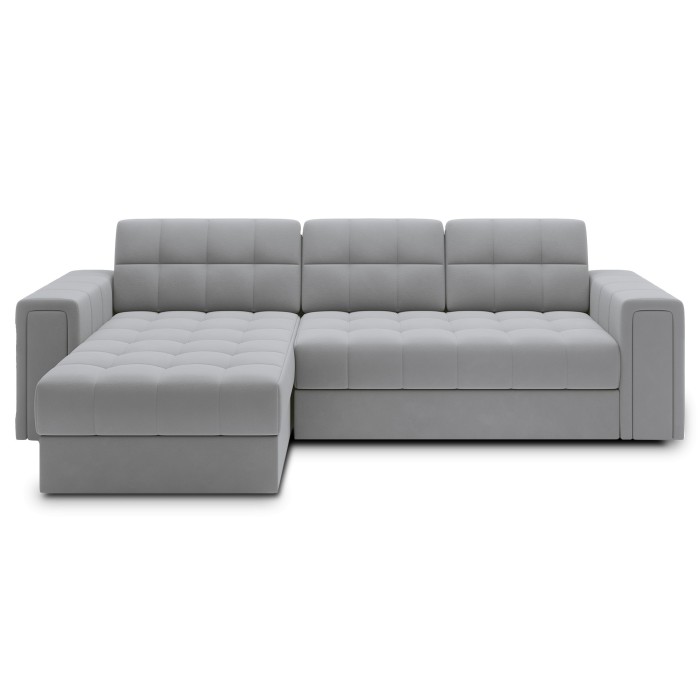 Canapé d’angle convertible KAPITARA gris réversible avec coffre de rangement 