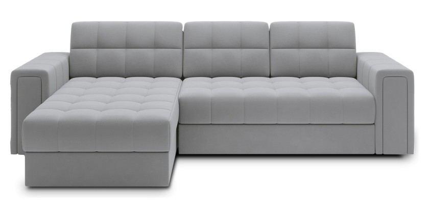 Canapé d’angle convertible KAPITARA gris réversible avec coffre de rangement 
