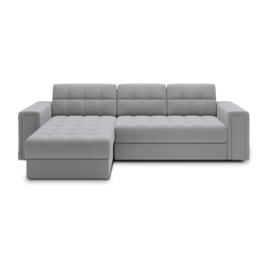 Canapé d’angle convertible KAPITARA gris réversible avec coffre de rangement 