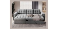 Canapé d’angle convertible KAPITARA gris réversible avec coffre de rangement 