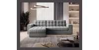 Canapé d’angle convertible KAPITARA gris réversible avec coffre de rangement 
