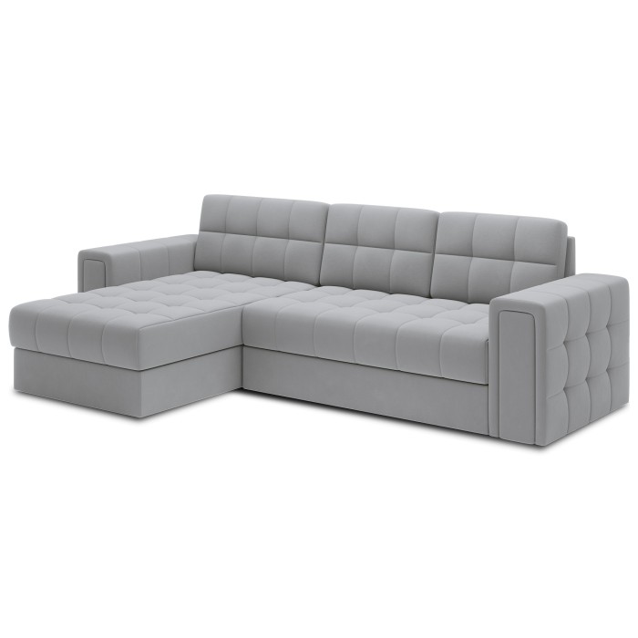 Canapé d’angle convertible KAPITARA gris réversible avec coffre de rangement 