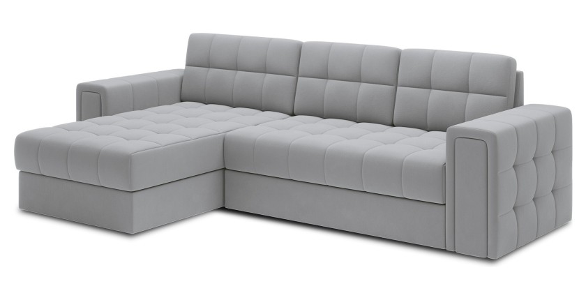 Canapé d’angle convertible KAPITARA gris réversible avec coffre de rangement 
