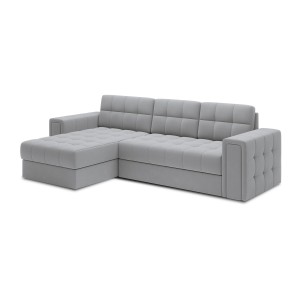 Canapé d’angle convertible KAPITARA gris réversible avec coffre de rangement 