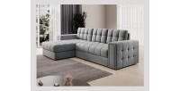 Canapé d’angle convertible KAPITARA gris réversible avec coffre de rangement 