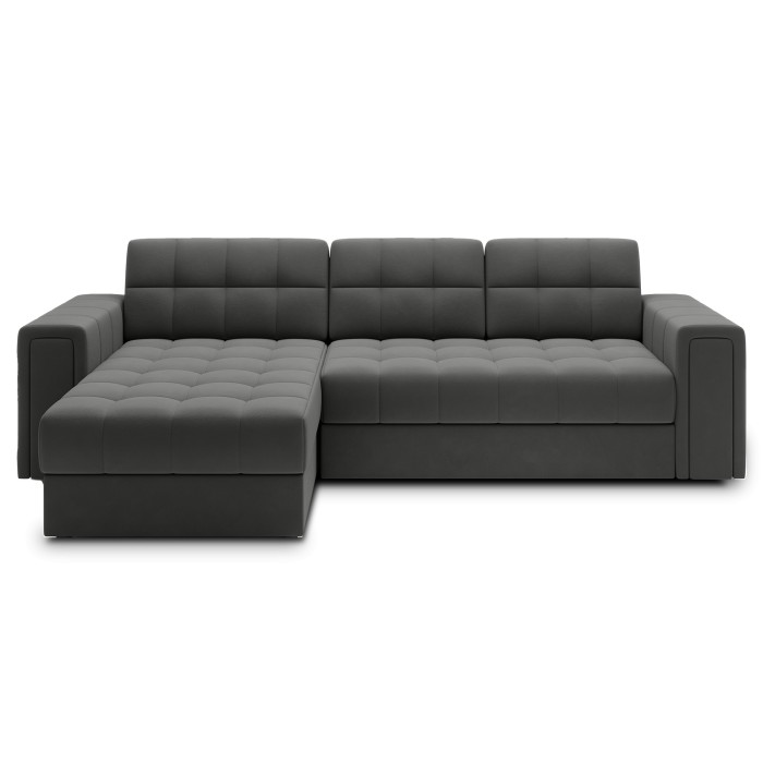 Canapé d’angle convertible KAPITARA gris foncé réversible avec coffre de rangement 