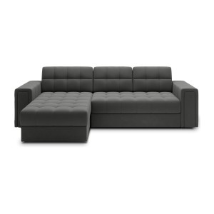 Canapé d’angle convertible KAPITARA gris foncé réversible avec coffre de rangement 