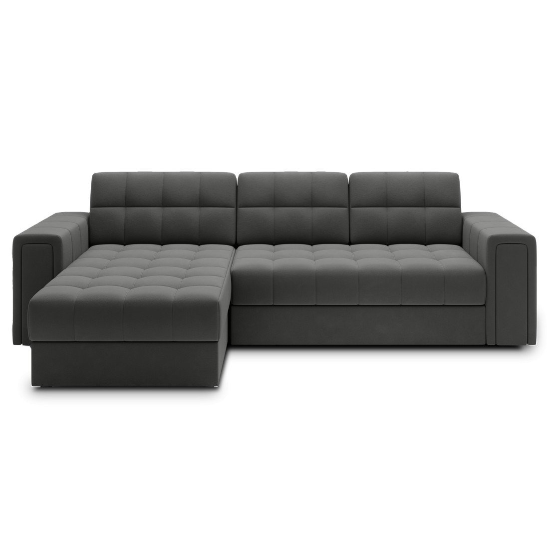 Canapé d’angle convertible KAPITARA gris foncé réversible avec coffre de rangement 