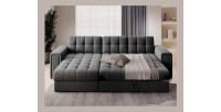 Canapé d’angle convertible KAPITARA gris foncé réversible avec coffre de rangement 