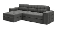 Canapé d’angle convertible KAPITARA gris foncé réversible avec coffre de rangement 