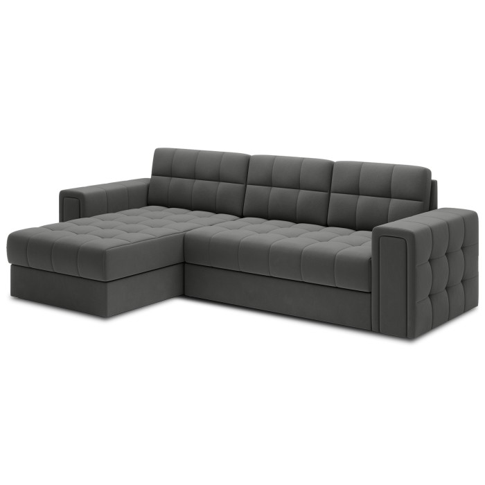 Canapé d’angle convertible KAPITARA gris foncé réversible avec coffre de rangement 