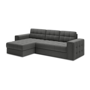 Canapé d’angle convertible KAPITARA gris foncé réversible avec coffre de rangement 