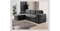 Canapé d’angle convertible KAPITARA gris foncé réversible avec coffre de rangement 
