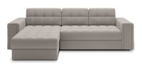 Canapé d’angle convertible KAPITARA beige réversible avec coffre de rangement 