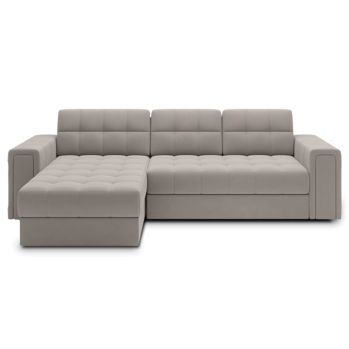 Canapé d’angle convertible KAPITARA beige réversible avec coffre de rangement 