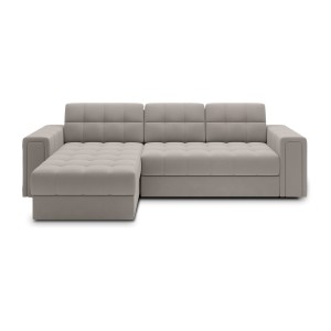 Canapé d’angle convertible KAPITARA beige réversible avec coffre de rangement 