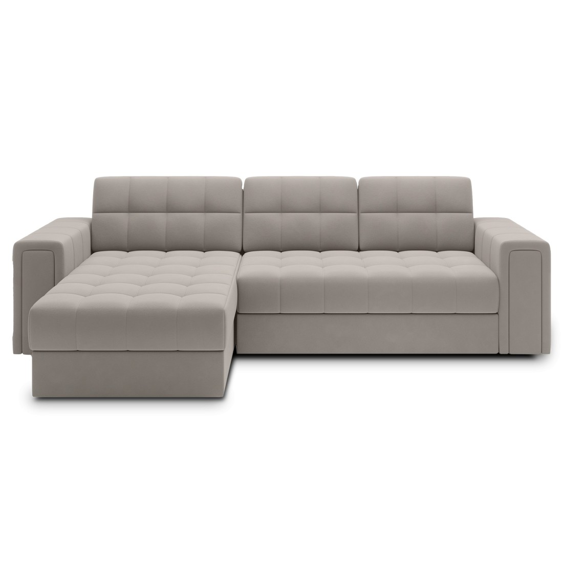 Canapé d’angle convertible KAPITARA beige réversible avec coffre de rangement 