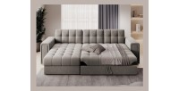 Canapé d’angle convertible KAPITARA beige réversible avec coffre de rangement 