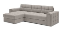 Canapé d’angle convertible KAPITARA beige réversible avec coffre de rangement 