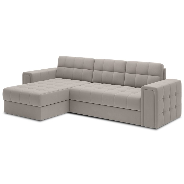 Canapé d’angle convertible KAPITARA beige réversible avec coffre de rangement 