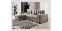 Canapé d’angle convertible KAPITARA beige réversible avec coffre de rangement 