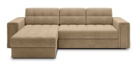 Canapé d’angle convertible KAPITARA beige réversible avec coffre de rangement 