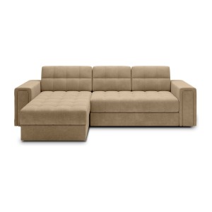 Canapé d’angle convertible KAPITARA beige réversible avec coffre de rangement 