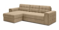 Canapé d’angle convertible KAPITARA beige réversible avec coffre de rangement 