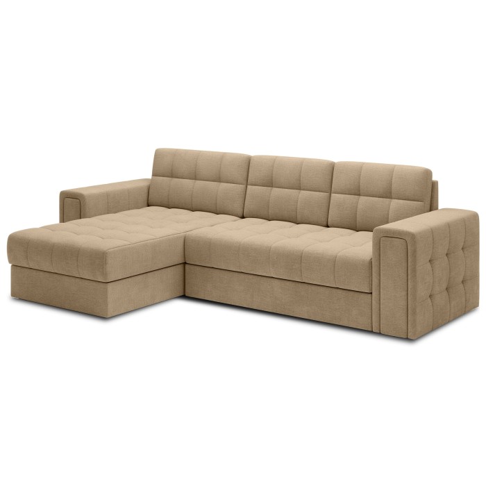 Canapé d’angle convertible KAPITARA beige réversible avec coffre de rangement 