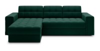 Canapé d’angle convertible KAPITARA vert réversible avec coffre de rangement 