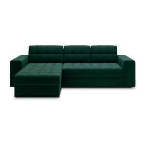 Canapé d’angle convertible KAPITARA vert réversible avec coffre de rangement 