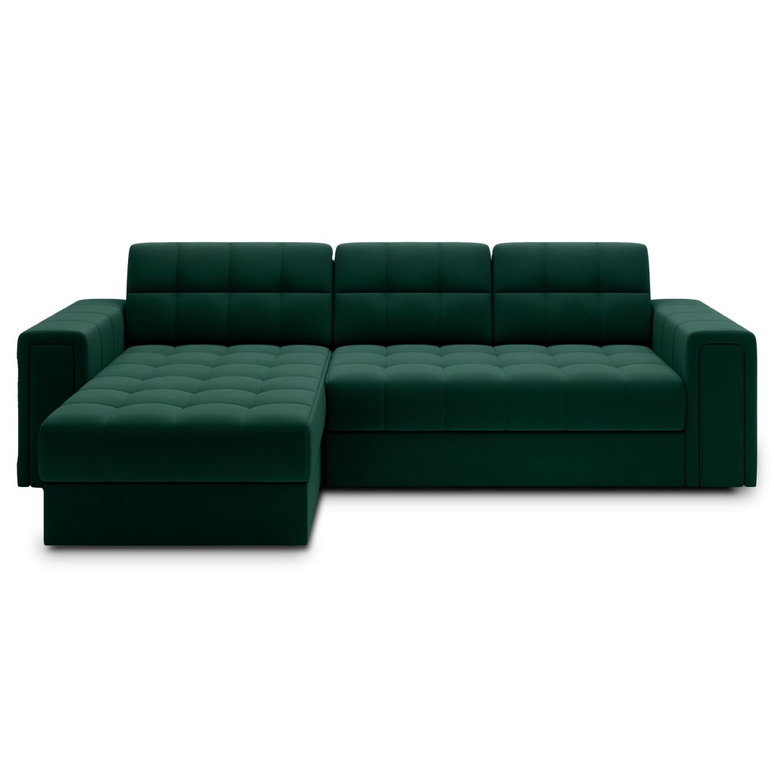 Canapé d’angle convertible KAPITARA vert réversible avec coffre de rangement 
