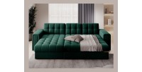 Canapé d’angle convertible KAPITARA vert réversible avec coffre de rangement 